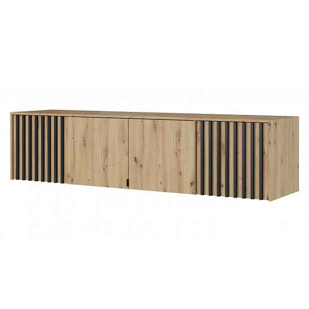 Nástavba na šatní skříň MARFA - šířka 205 cm, dub artisan / černá