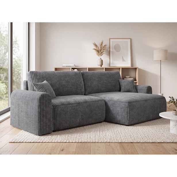 Rozkládací oboustranná sedací souprava do L NORDEN TILIA 250x140 cm, šedomodrá