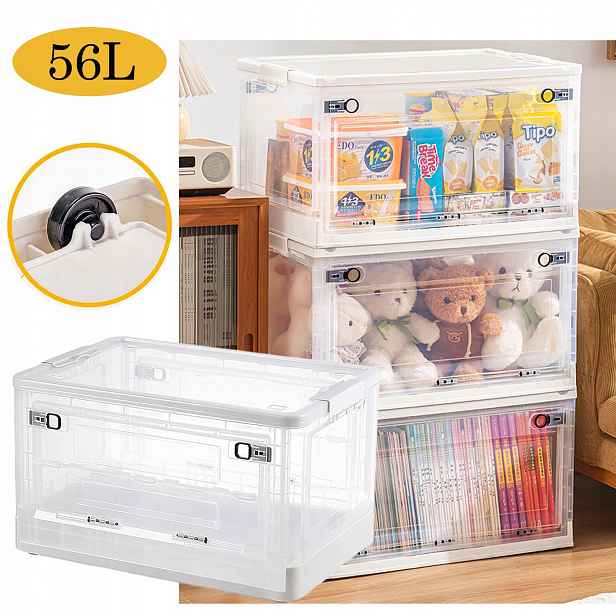 Skládací Plastový Box Kontejner Na Kolečkách 56L Velký Úložný Box