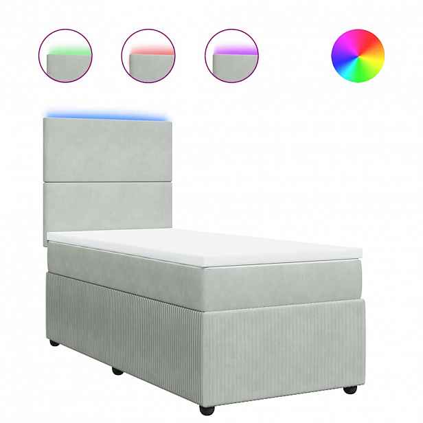 vidaXL Box spring postel s matrací světle šedá 90x190 cm samet