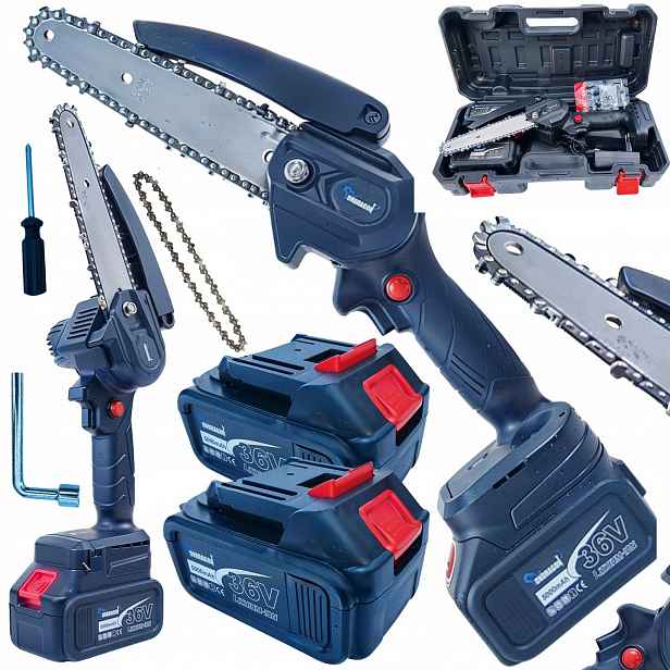 Aku mini řetězová pila Ondragon 6" 8" 2× 24V baterie kompletní sada