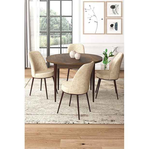 Dining Table & Chairs Set (5 Pieces) Tor - Baroque, Cream