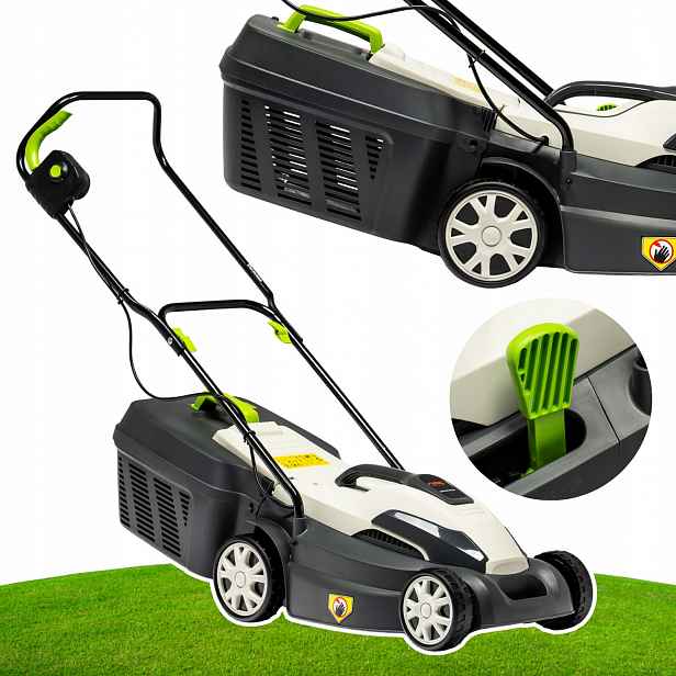 Nac Elektrická Sekačka S Košem 35 L 34 CM 1400 W Zadní Výhoz Do Koše Lehký