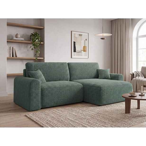 Rozkládací oboustranná sedací souprava do L NORDEN TILIA 250x140 cm, zelená