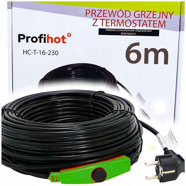Topný Kabel S Termostatem pro okapové potrubí 230 V 96 W 6 M