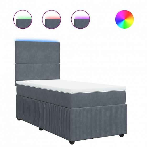 vidaXL Box spring postel s matrací tmavě šedá 90x190 cm samet