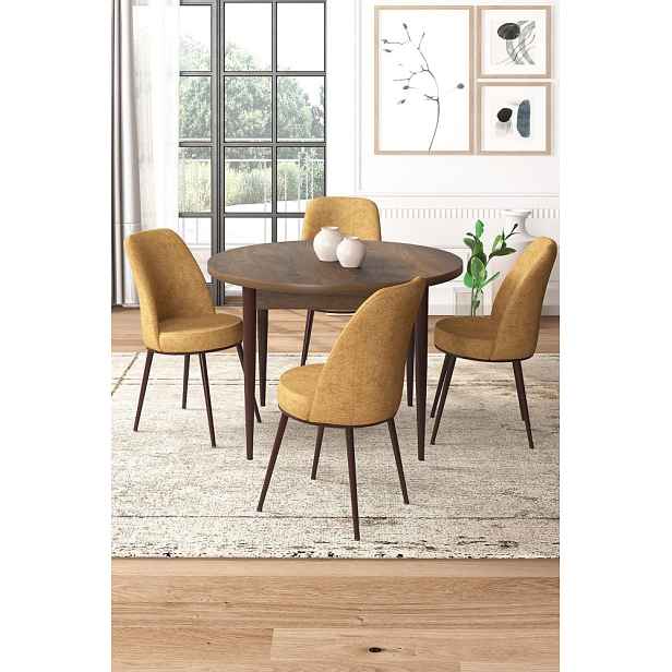 Dining Table & Chairs Set (5 Pieces) Tor - Baroque, Cappuccino