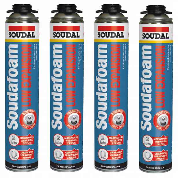 Montážní pěna Soudal Nízkotlaká pistolová pěna 750 ml, sada 4 ks