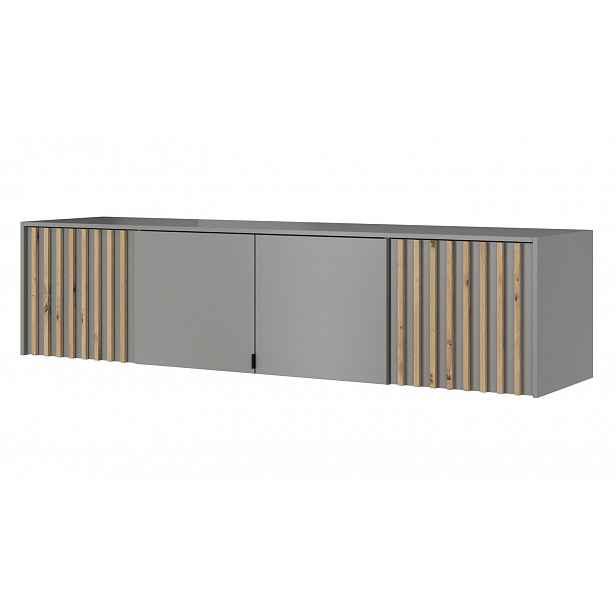 Nástavba na šatní skříň MARFA - šířka 205 cm, šedá / dub artisan