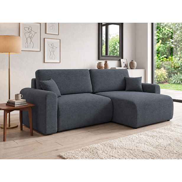 Rozkládací oboustranná sedací souprava do L NORDEN PAROS 250x140 cm, tmavě šedá