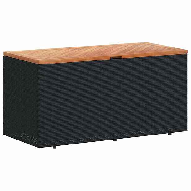 vidaXL Zahradní úložný box černý 110x50x54 cm polyratan akáciové dřevo