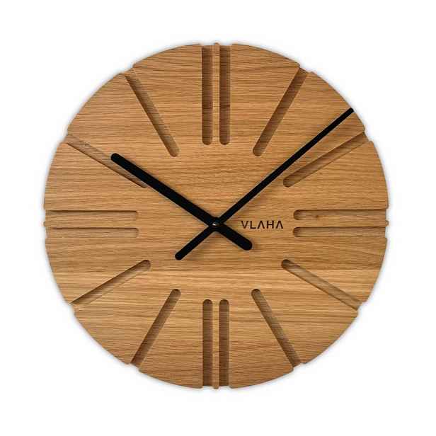 VLAHA Dubové hodiny ATELIER vyrobené v Čechách s černými ručkami ⌀32,5cm