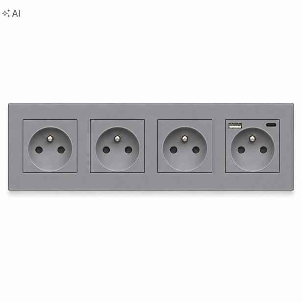 Čtyřnásobná Zásuvka 299 mm 16 A Usb A-c Kontakt Plastová 3.1 A Quick Charge