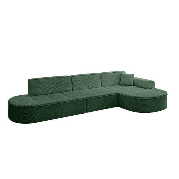 ALTDECOR ROHOVÁ SEDAČKA s otomanem, pravá TARO-L2 328x171x79,5 Zelená Manšestr