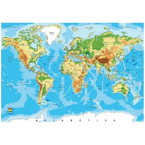 Fototapeta Kontinenty Mapa Světa Země 3D 254x184