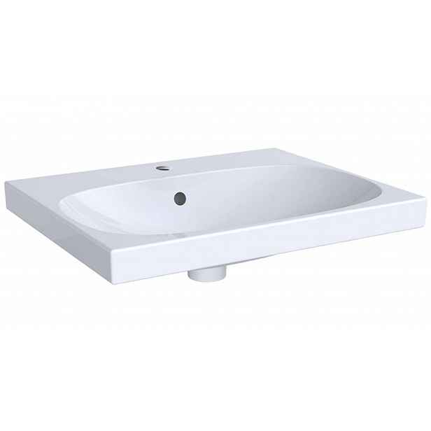 Geberit Acanto - Umyvadlo 60x48 cm, otvor pro baterii, s přepadem, s KeraTect, bílá 500.620.01.8