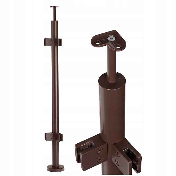 Rohový sloupek skleněného zábradlí 110 cm kulatý o průměru 42 mm Hnědý Loft