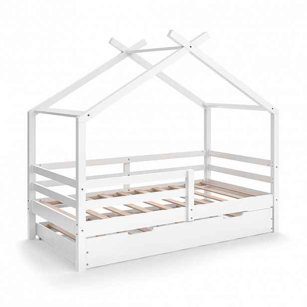 VitaliSpa DOMEČKOVÁ POSTEL Luni Bílá 160 x 80 cm s rozkládacím lůžkem pro hosty