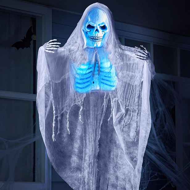 Závěsný ponurý sklízecí stroj, aktivovaný zvukem, svítící, na Halloween