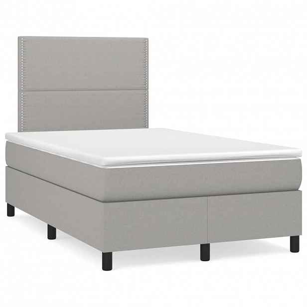 vidaXL Box spring postel s matrací světle šedá 120 x 200 cm textil