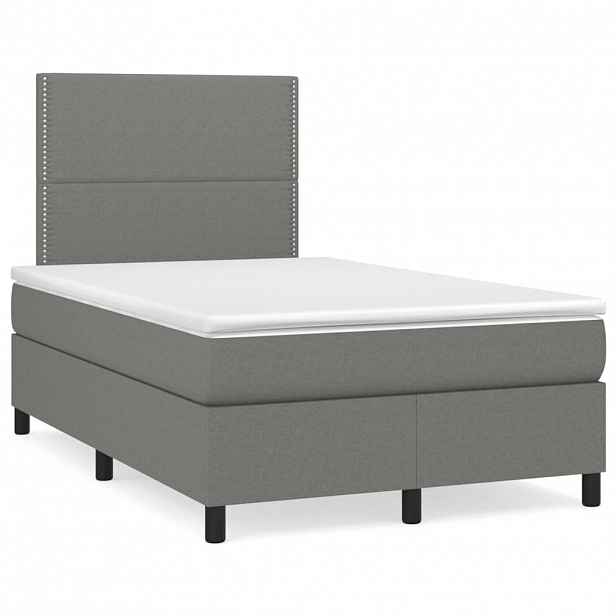 vidaXL Box spring postel s matrací tmavě šedá 120x200 cm textil