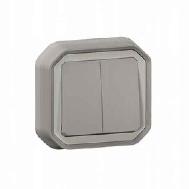Nové Plexo – Dvojitý podomítkový spínač – šedý – Legrand 069815L