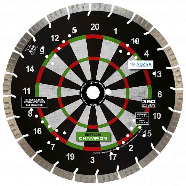 Nozar Diamantový Kotouč 350 mm Dart Na Betonu 25,4 MM Šipky