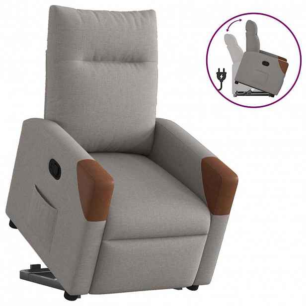 vidaXL Zvedací polohovací křeslo taupe textil