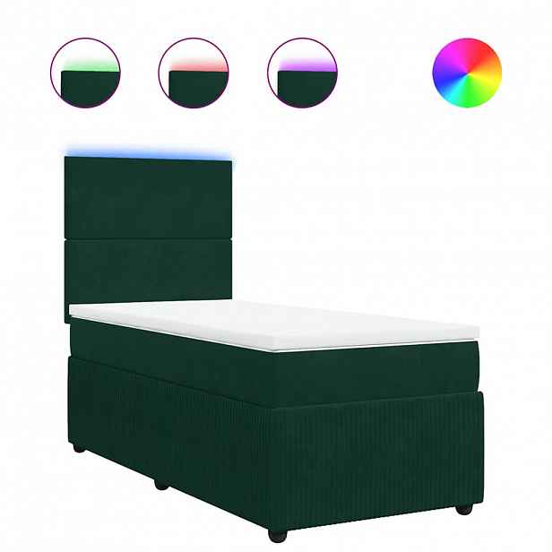 vidaXL Box spring postel s matrací tmavě zelená 90x190 cm samet