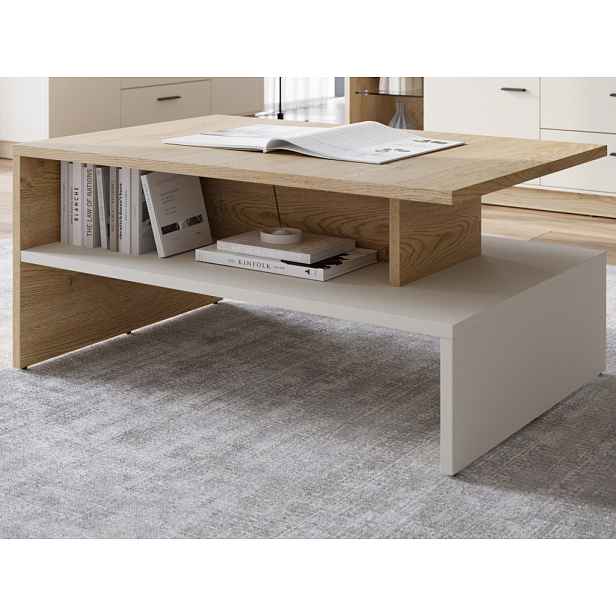Konferenční stolek Meolo, dub cremona/béžový kašmír