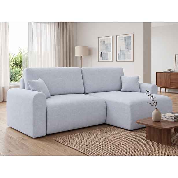 Rozkládací oboustranná sedací souprava do L NORDEN PAROS 250x140 cm, světle šedá