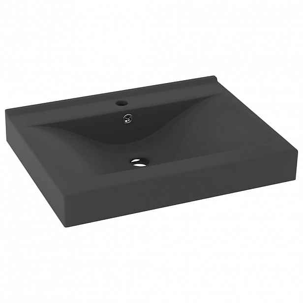 vidaXL Luxusní umyvadlo otvor na baterii tmavě šedé 60x46 cm keramika