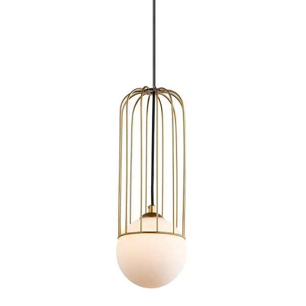 Závěsná lampa Italux Simon moderní zlatá bílá ocelová skleněná G9 IP20