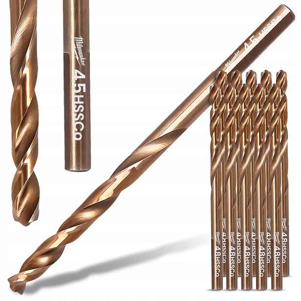 10 x Kobaltové Kovové vrtáky 4,5 mm z nerezové oceli Hss-g Milwaukee