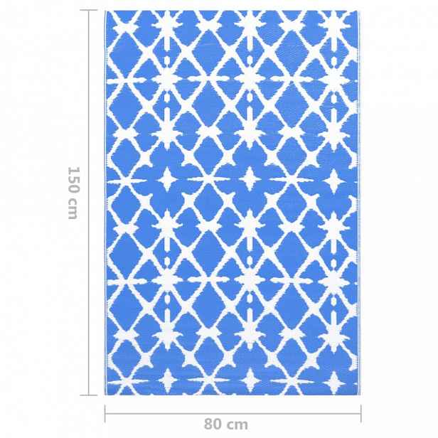 Venkovní koberec PP modrá / bílá Dekorhome 80x150 cm