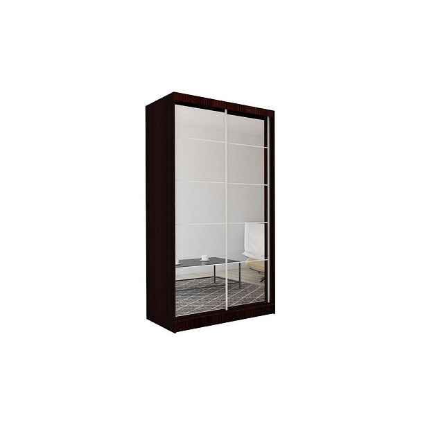 MASSENO ŠATNÍ SKŘÍŇ S POSUVNÝMI DVEŘMI FIORELLA, 150/216/61 cm 2dveřová se zrcadlem, dekor wenge