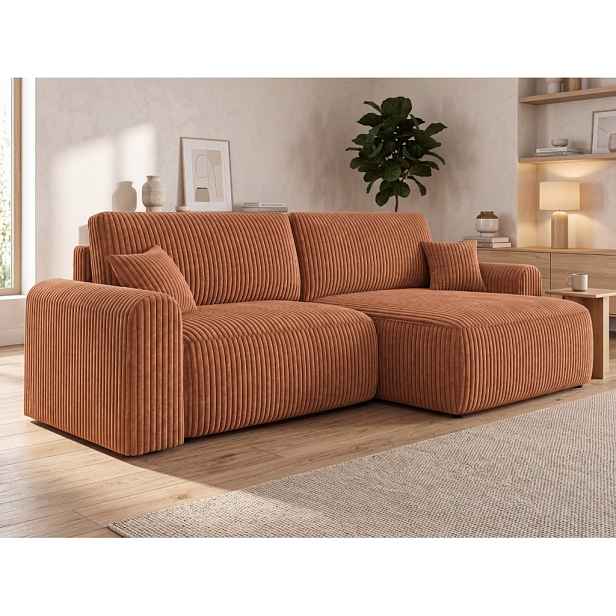 Rozkládací oboustranná sedací souprava do L NORDEN TILIA 250x140 cm, terakotová