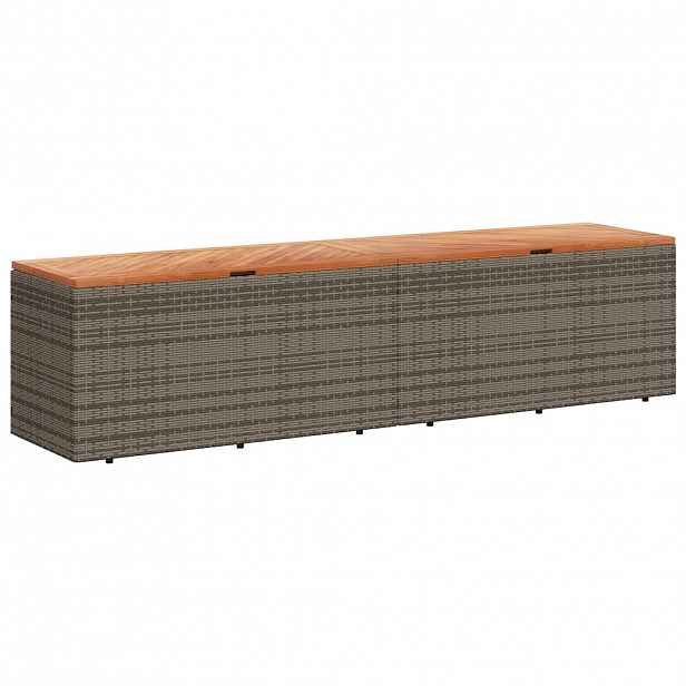vidaXL Zahradní úložný box šedý 220x50x54 cm polyratan akáciové dřevo