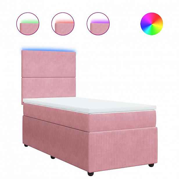 vidaXL Box spring postel s matrací růžová 90x190 cm samet