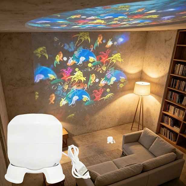TEMU Noční světlo - LED projekční lampa s hvězdné oblohy a oceánu, USB dynamické projekční noční světlo, přenosné LED prostředí nočního světla,
