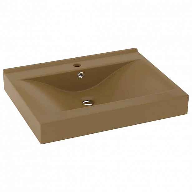vidaXL Luxusní umyvadlo otvor na baterii krémové 60 x 46 cm keramika