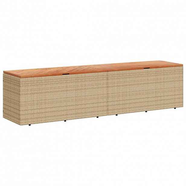 vidaXL Zahradní úložný box béžový 220 x 50 x 54 cm polyratan a akácie