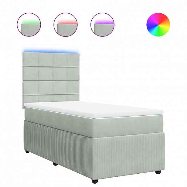vidaXL Box spring postel s matrací světle šedá 90x190 cm samet