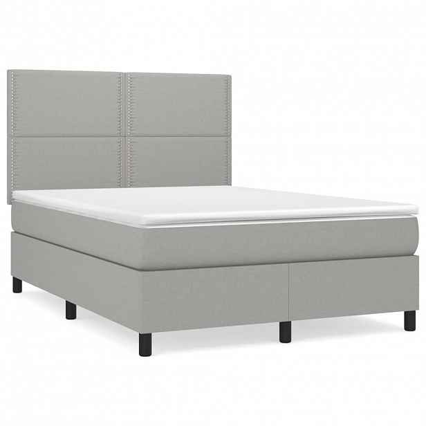 vidaXL Box spring postel s matrací světle šedá 140 x 190 cm textil