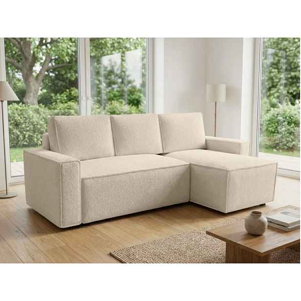 AKCE Rozkládací oboustranná sedací souprava do L SMART BOUCLE 232x143 cm, krémová II. jakost