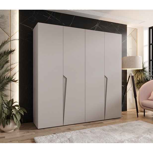 Čtyřdveřová šatní skříň 200 cm SORAYA 1 - kašmír / kašmírové úchyty