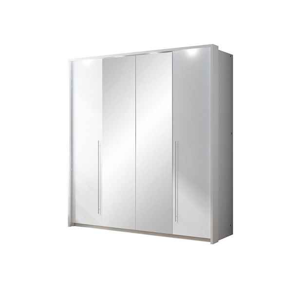 MASSENO ŠATNÍ SKŘÍŇ S OTOČNÝMI DVEŘMI QUINN, 209/219/65 cm 2dveřová se zrcadlem, bílá