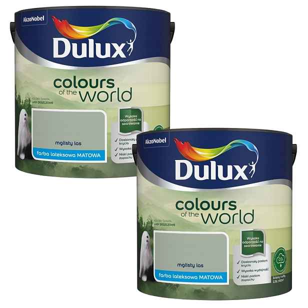 Set Dulux Barvy Světa 2x2,5 Barva Latexová Emulze Mlhavý Les 5L