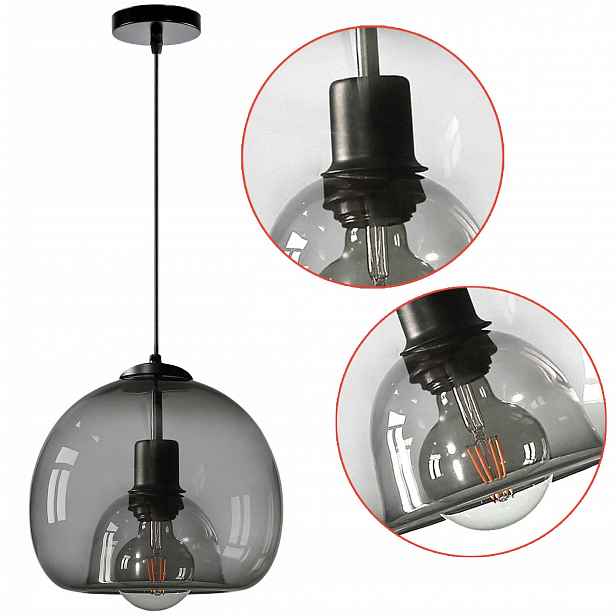 Skleněná závěsná lampa E27 Jednotlivá kouřová průhledná do kuchyně obývacího pokoje