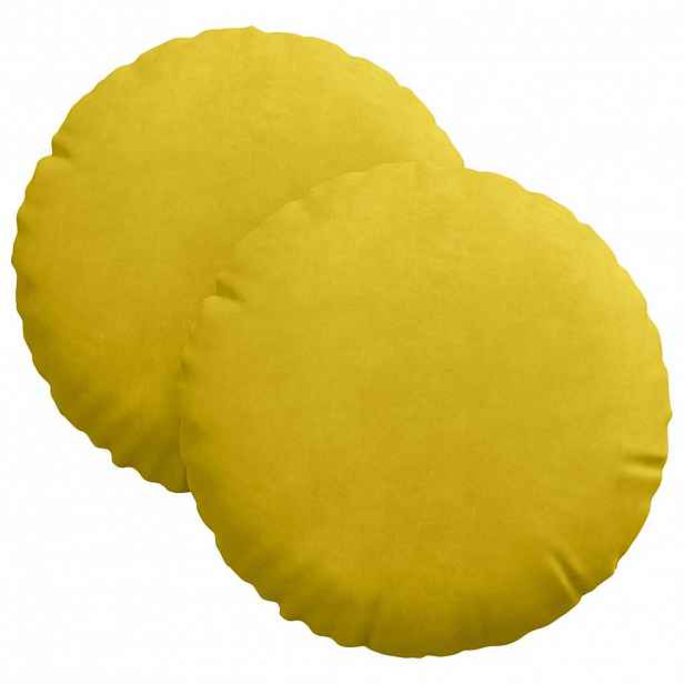 vidaXL Polštáře na sedadla 2 ks samet Žlutá Ø30 x 13 cm
